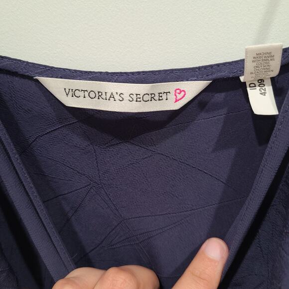 Vintage Victoria's Secret 90's Gray Blue Sheer Trim V Neck Slip Dress Size M - Picture 6 of 8